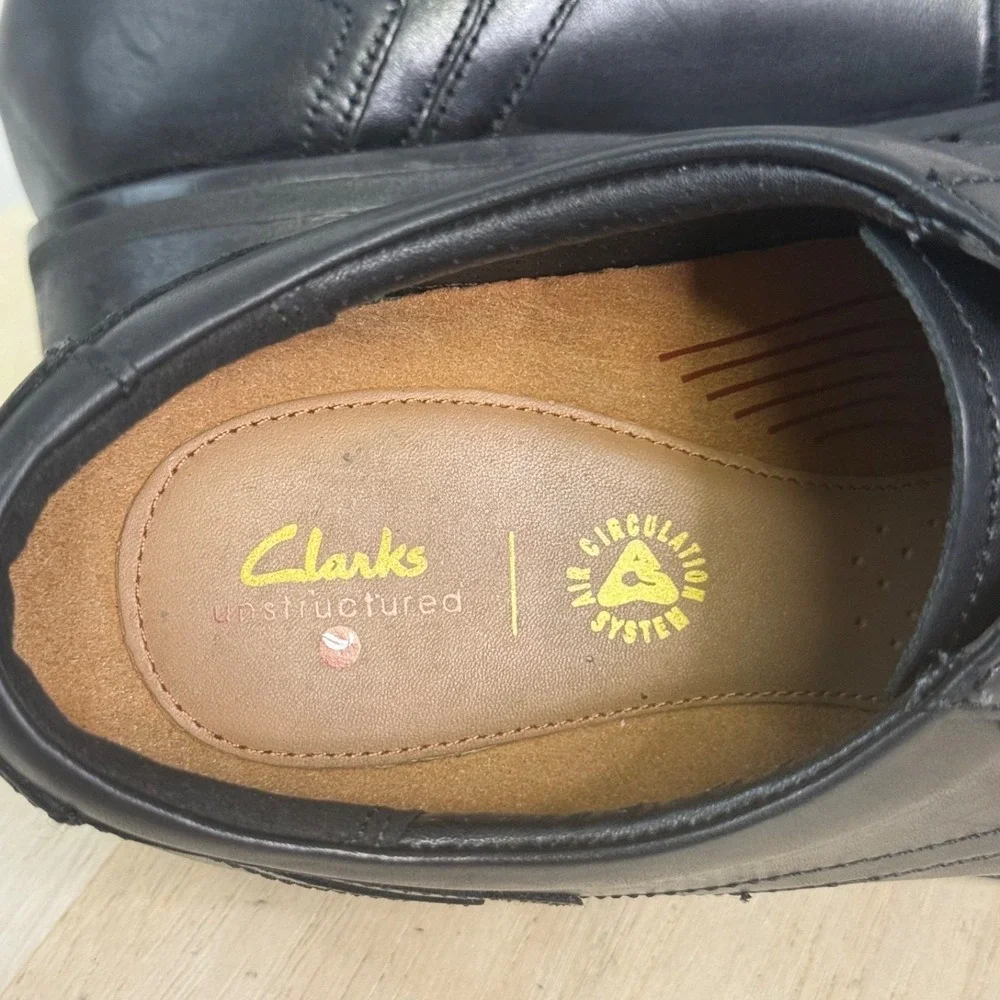CLARKS COLLECTION Men's Shoes Sz 9M Black Leather Plain-Toe Derby Oxford Lace-Up
